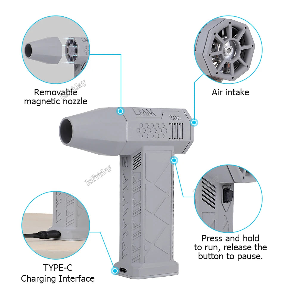 130000RPM Powerful Snow Blower High-speed Duct Fan Mini Turbo Jet Fan Handheld Brushless Motor Electric Air Blower Car Dryer