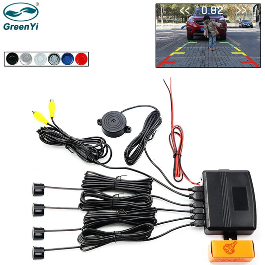 CVBS GreenYi Dual Core CPU Car Video Parking Sensor Reverse Backup Radar Assistance, Auto Parking Monitor Digital Display