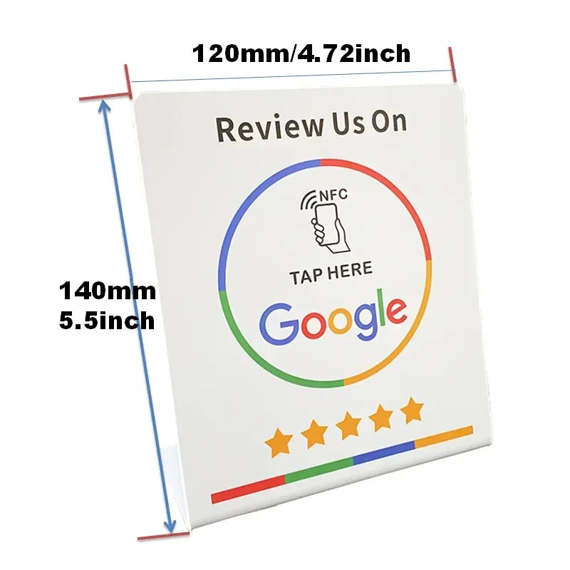 13.56Mhz programmable Google Review Card NFC station table NFC Google Reviews display bending card standing brand bracket