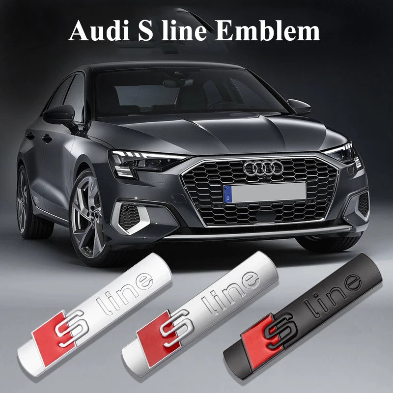 3D ABS Chrome Black Sline Logo S Line Emblem Car Fender Badge For Audi A3 A4 A5 A6 A7 Q2 Q5 Q7 Q3 TT S Line Sticker Accrssorie