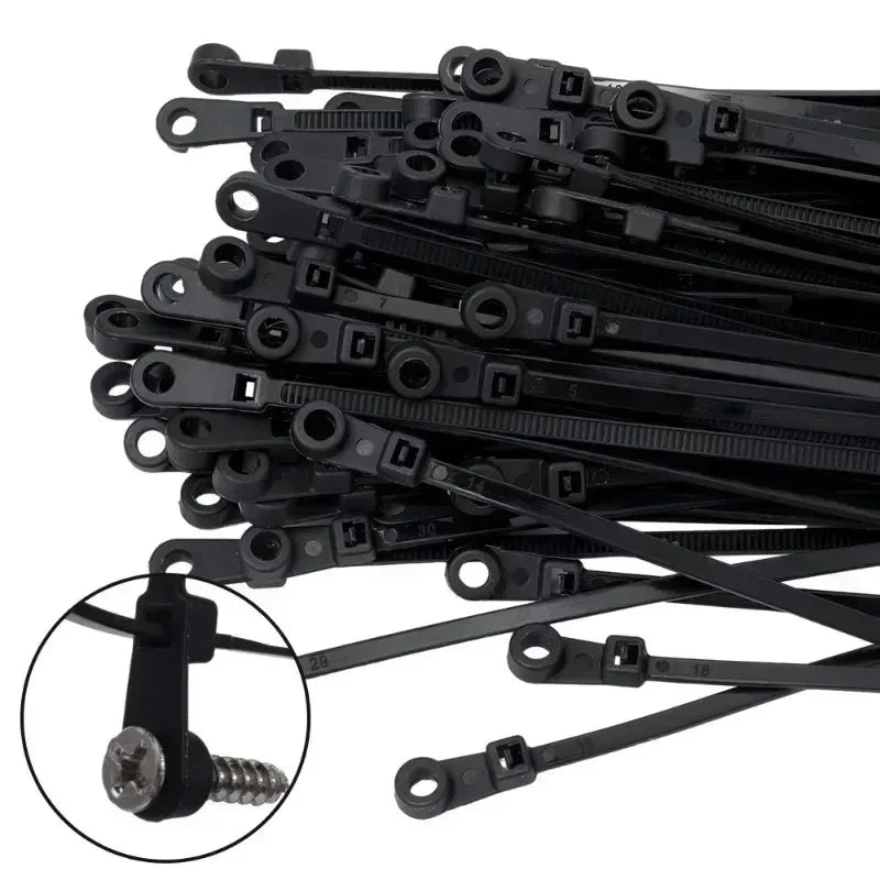 100/1000PCS Screw Hole Cable Ties Reusable Fixed Nylon Cable Ties Self-locking Cord Ties Straps Fastening Loop Office Organizer