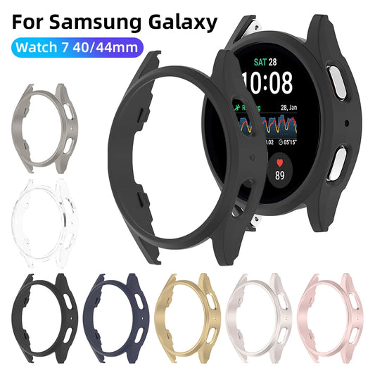 Glass+Case for Samsung Galaxy Watch 7 44MM 40MM Full Coverage Bumper PC Protective Case Cover for Galaxy Watch7 Accessories