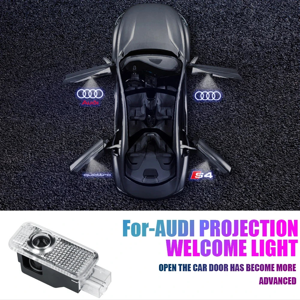 2PCS HD Car Door Welcome Light Led Projector Lamp For Audi SLINE QUATTRO S2 S3 S4 S5 S6 S7 RS A4 B5 B6 B7 B8 B9 A3 8P 8V 8L A5 S